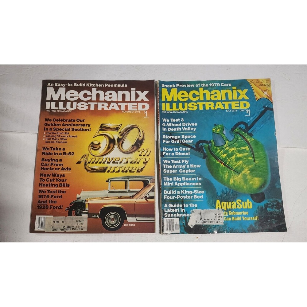Mechanix Illustrated Magazine Lot Vintage July November 1978 50th Anniversary